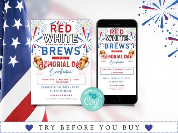 Memorial Day Invitation Editable