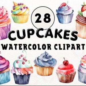 Watercolor Cupcakes Clipart