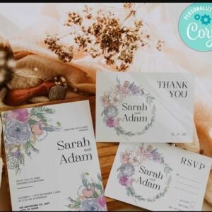 Modern wedding invitation suite