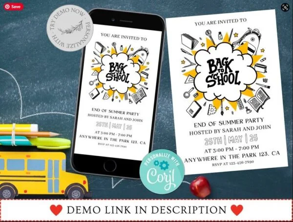 EDITABLE Back to School Party