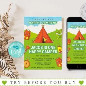Camping Birthday Invitation Template