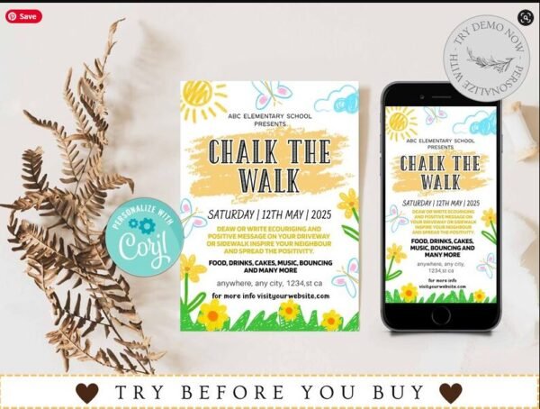 Editable Chalk The Walk Flyer