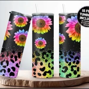 Glitter Leopard Sunflower 20oz
