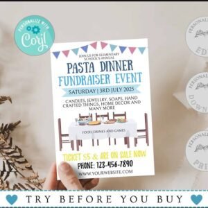 Pasta Dinner Fundraiser Flyer