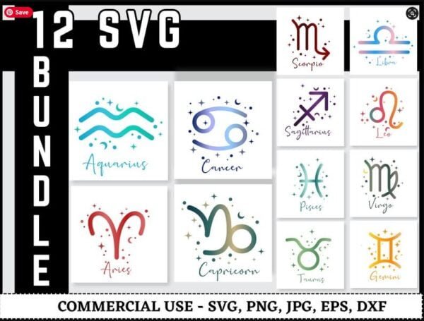 Zodiac Signs Svg Bundle