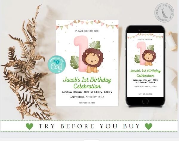 1st Birthday Invitation Template