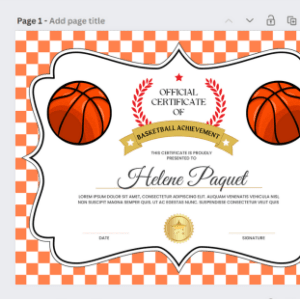 Basketball Certificate Template