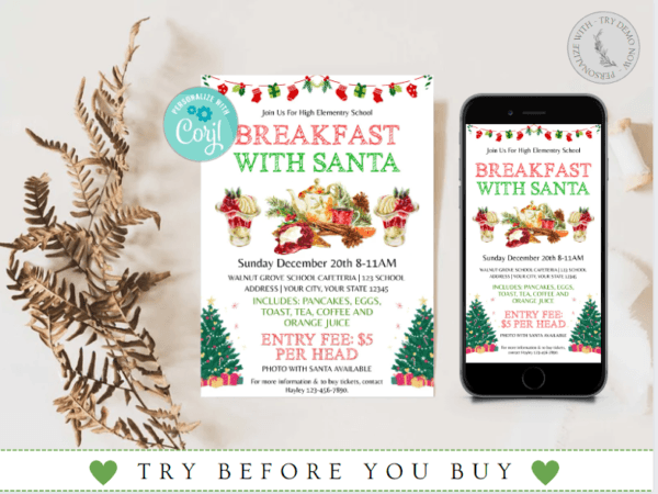 Breakfast with Santa Editable