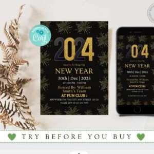New Year Invitation Editable