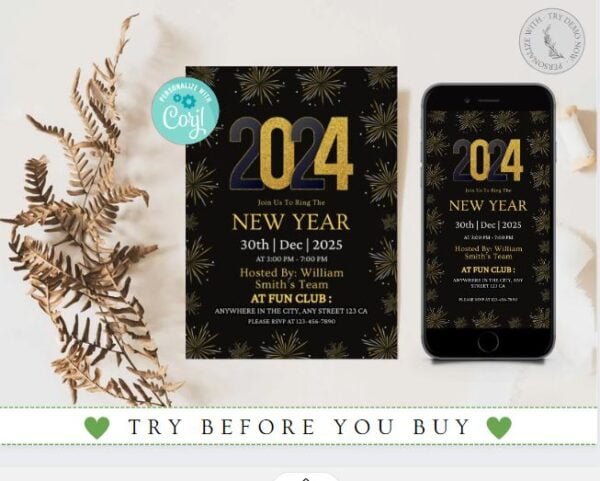 New Year Invitation Editable