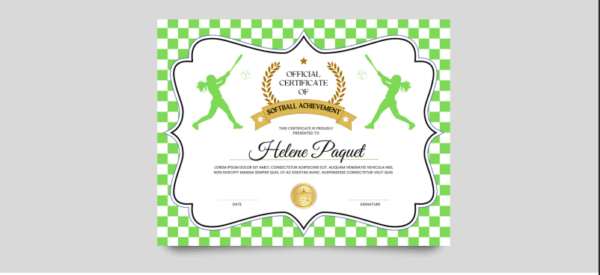 Softball Award Certificate Printable