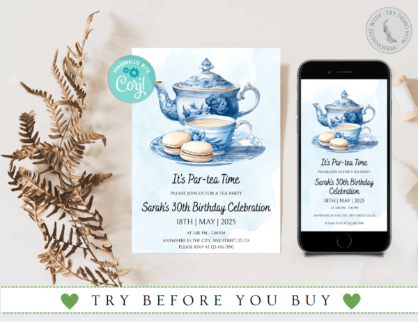 Tea Birthday Party Invitation