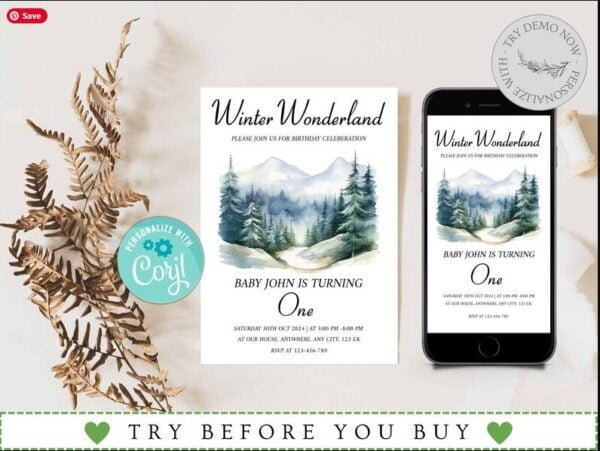 Winter Wonderland Birthday Invitation