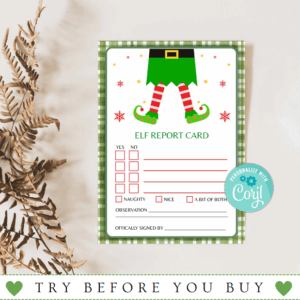 Elf Report Card Printable