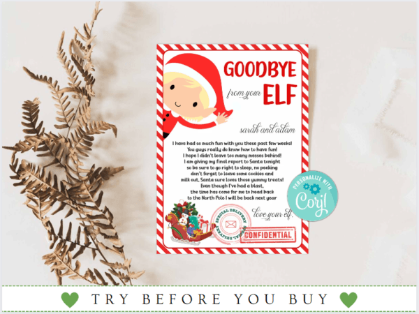 Elf Goodbye Letter Printables