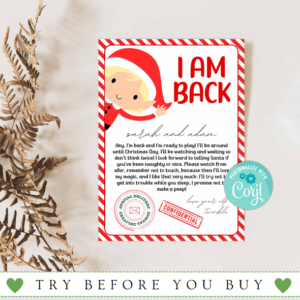 Elf I'm Back Printable