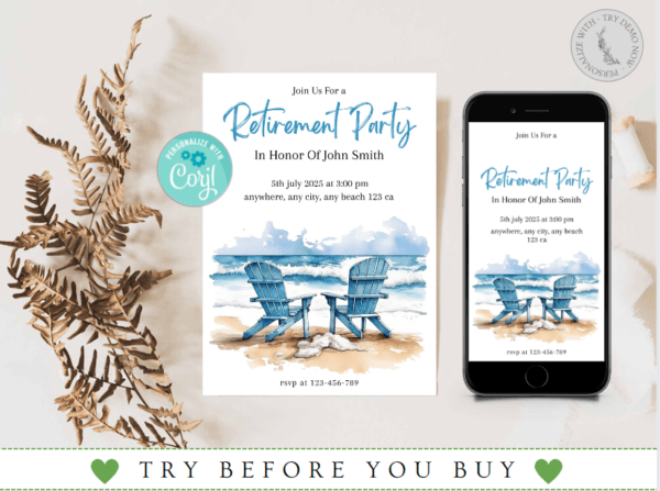 Retirement Beach Party Invitation
