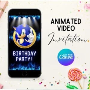 Digital Sonic Birthday Invitation