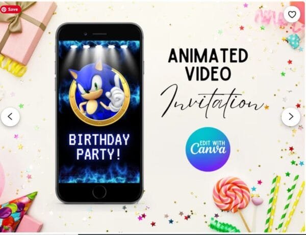 Digital Sonic Birthday Invitation