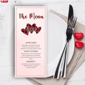 Valentines Day Menu Printable