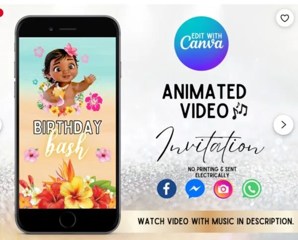 Animated Moana Theme Birthday
