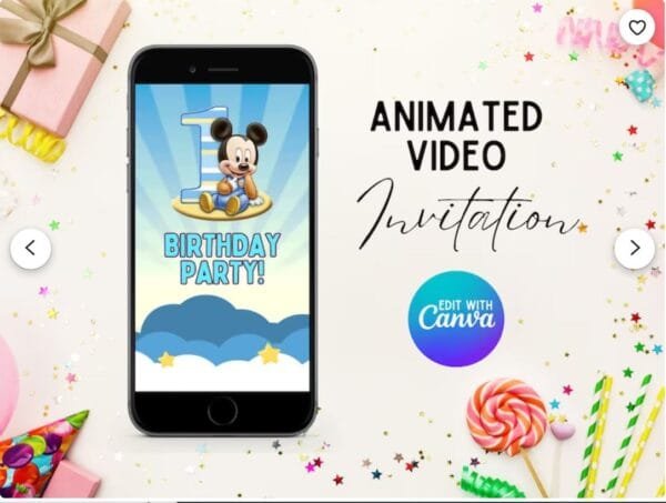 Animated First Birthday Invitation