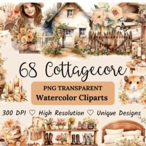 Watercolour Cottagecore Clipart