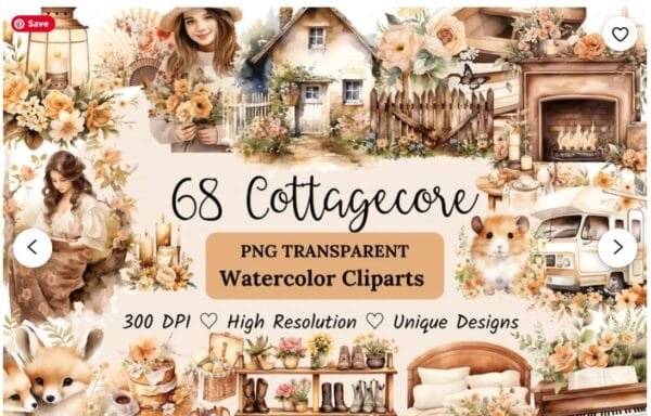 Watercolour Cottagecore Clipart