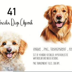 Watercolor Dogs Clipart