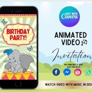 Animated Dumbo Birthday Invitation