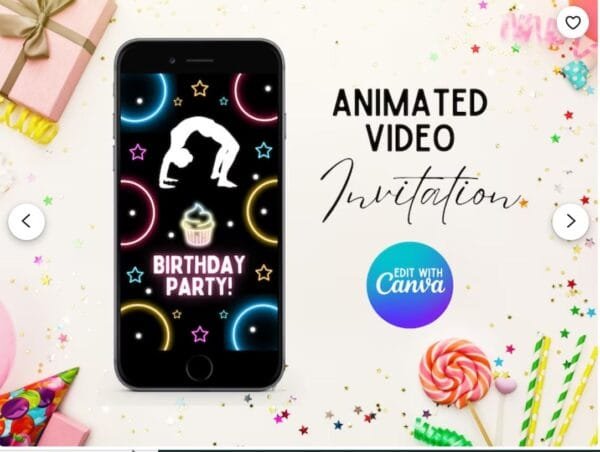 Gymnastic Birthday Video Invitation