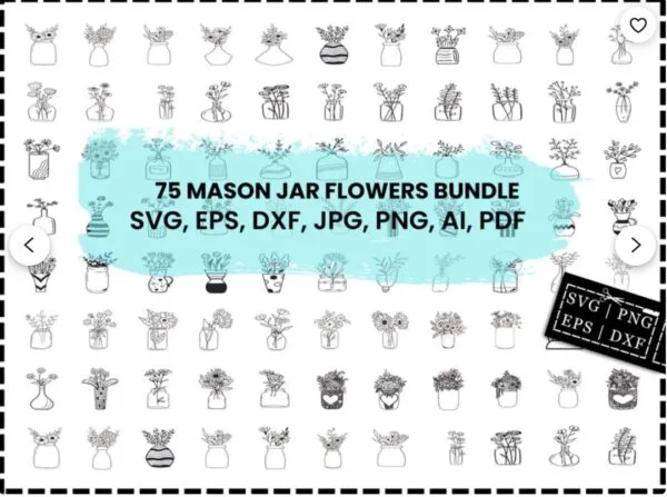 Mason Jar Flowers Svg Bundle