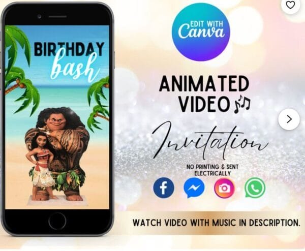 Moana Animated Invitation