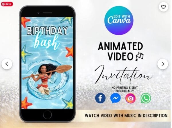 Animated Moana Birthday Video