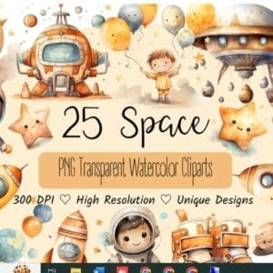 Watercolor Space Clipart