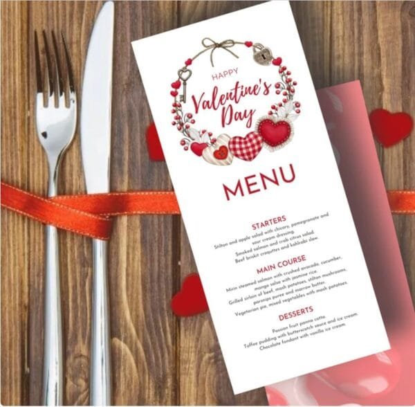 Valentine Menu Card