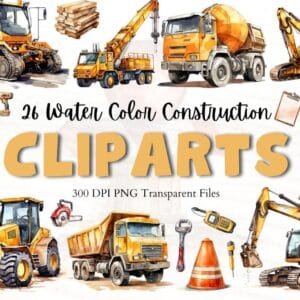 Watercolor Construction Clipart