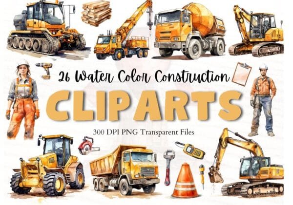 Watercolor Construction Clipart