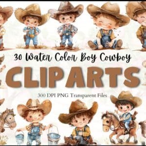 Watercolor Cowboy Clipart