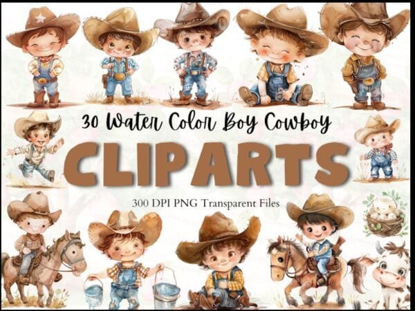 Watercolor Cowboy Clipart