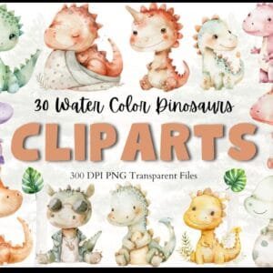 Watercolor Dinosaur Clipart