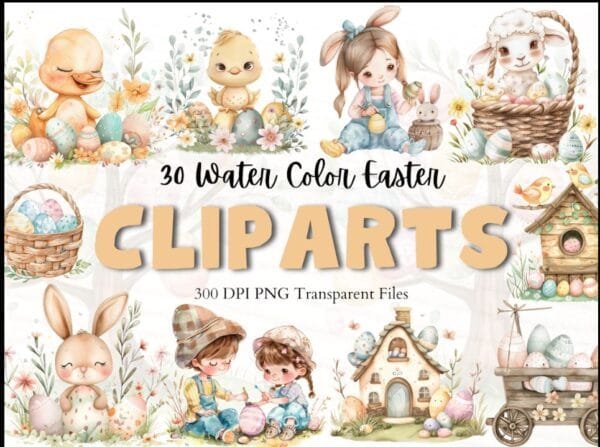 Watercolor Easter Clipart