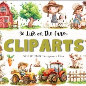 Watercolor Farm Life Clipart