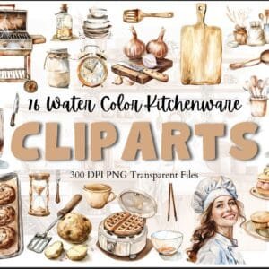 Watercolor Kitchenware Clipart