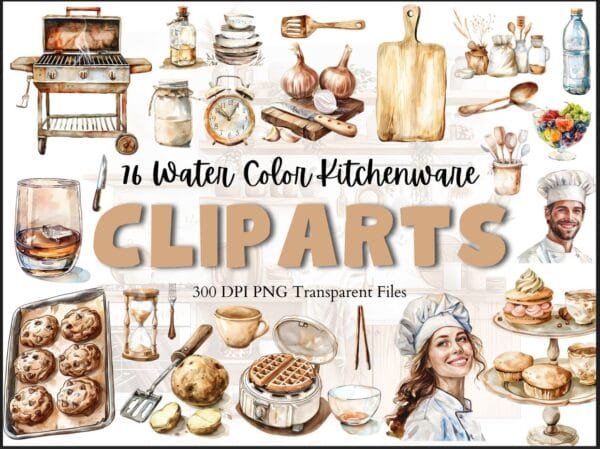 Watercolor Kitchenware Clipart