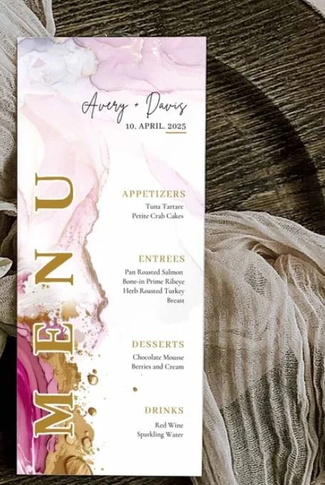 Printable Wedding Menu