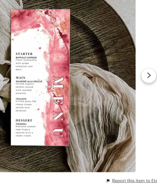 Colorful Menu Cards