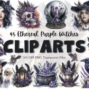 Ethereal Purple Witch Clipart