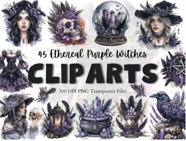 Ethereal Purple Witch Clipart