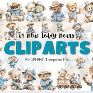 Watercolor Teddy bear clipart